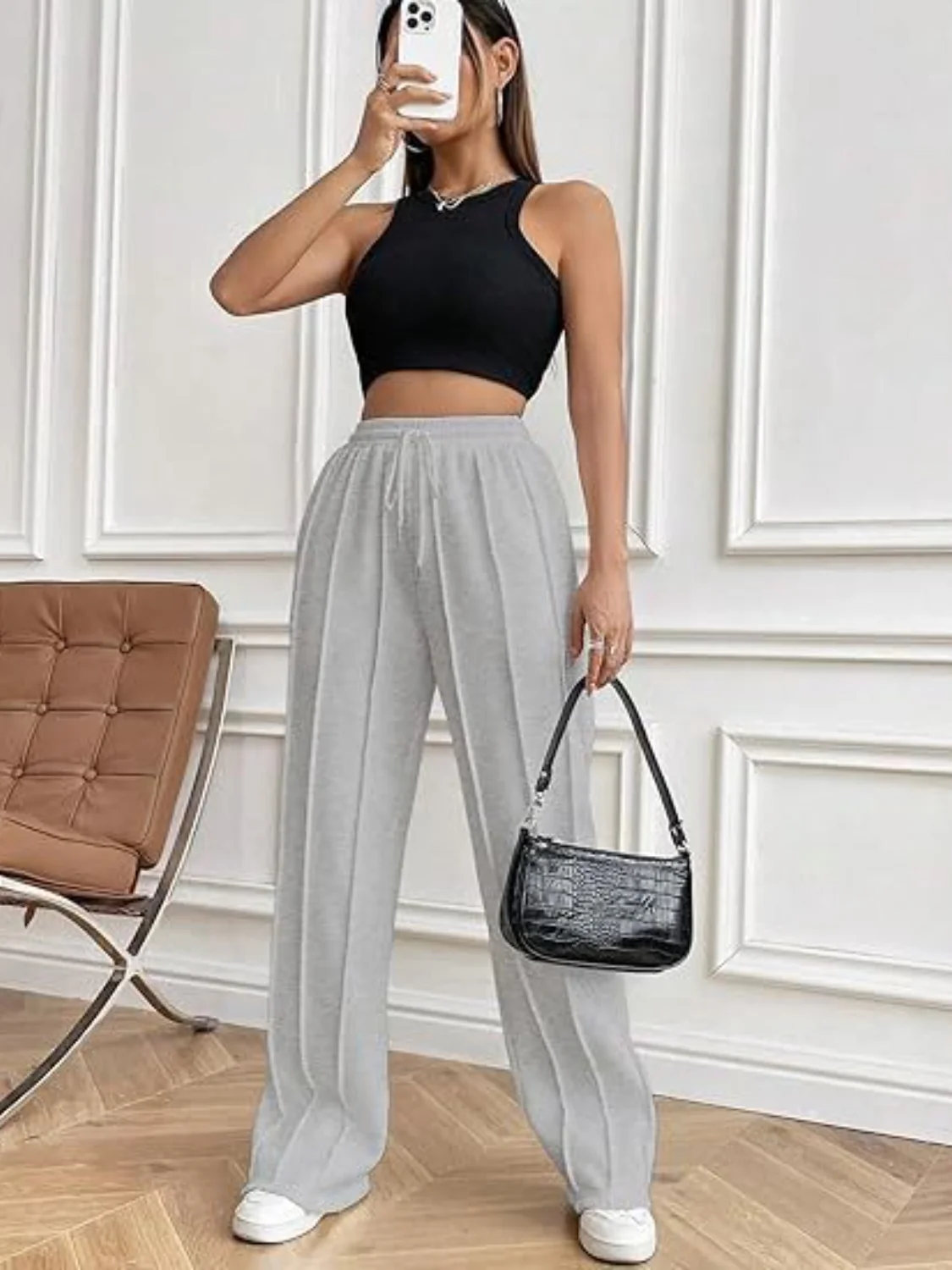 Drawstring Wide Leg Pants with Pockets - Image 12