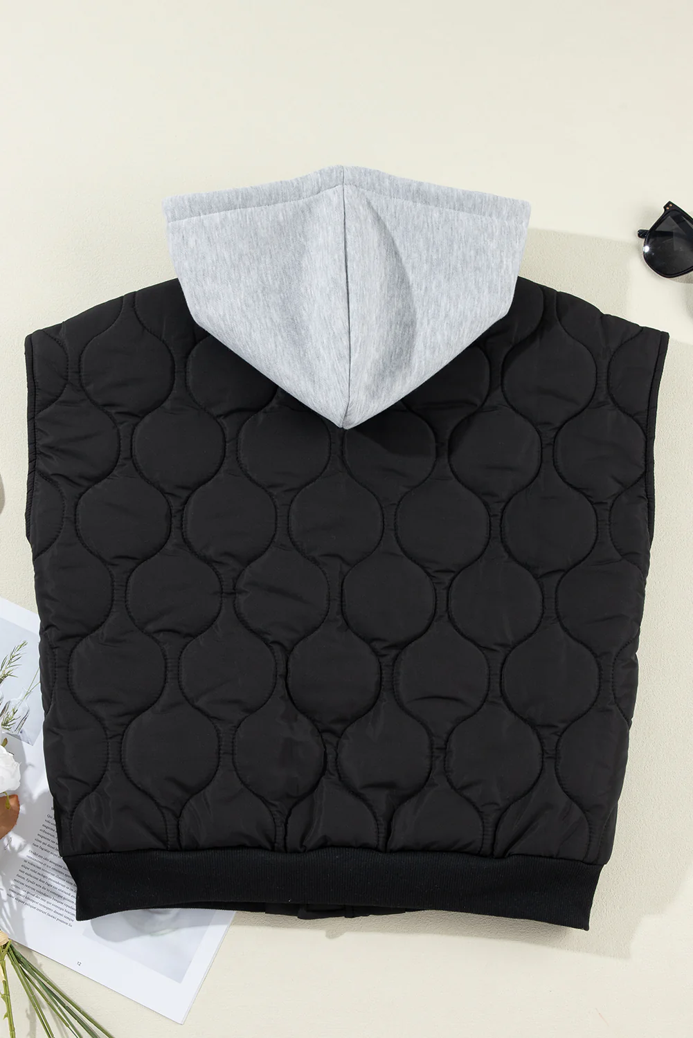 Drawstring Zip Up Hooded Vest Coat - Image 10