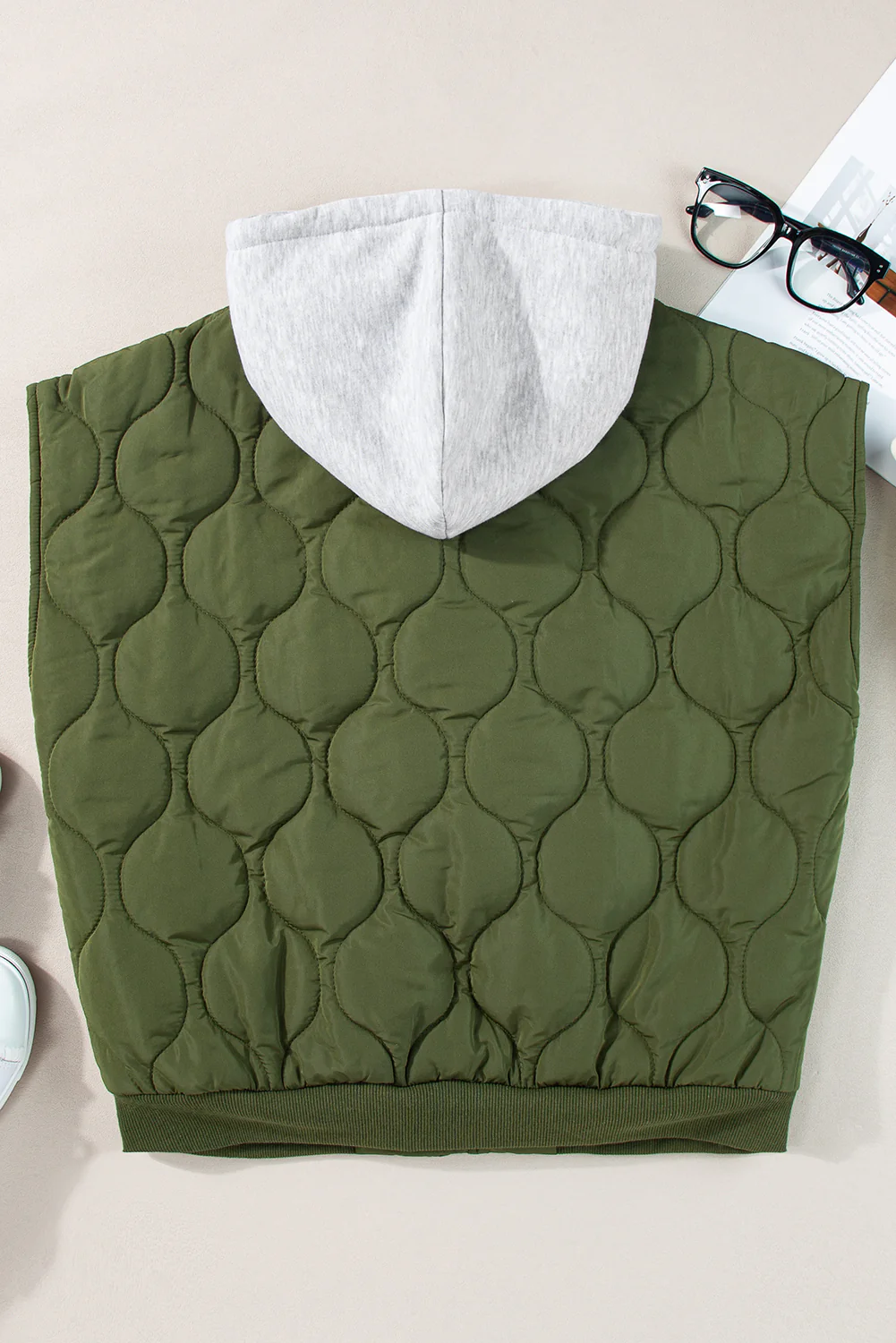 Drawstring Zip Up Hooded Vest Coat - Image 5