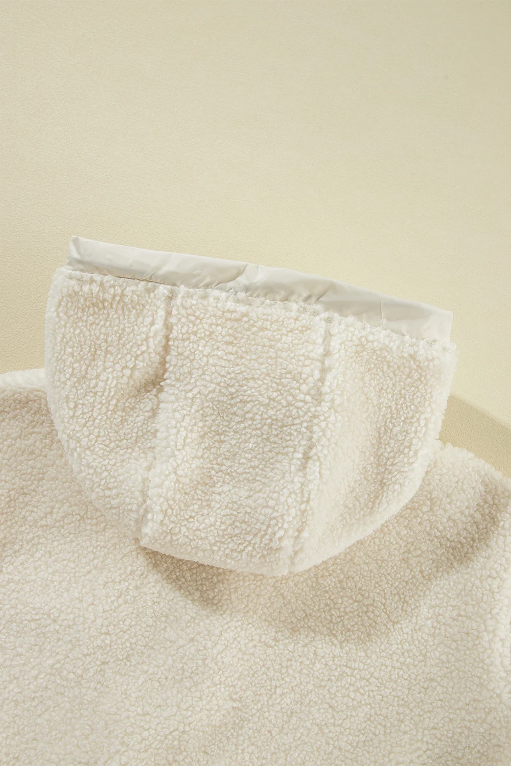 Drawstring Zip Up Sherpa Jacket with Removable Hood - Image 13