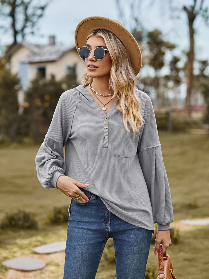 Dropped Shoulder Button-Down Hoodie - Image 11