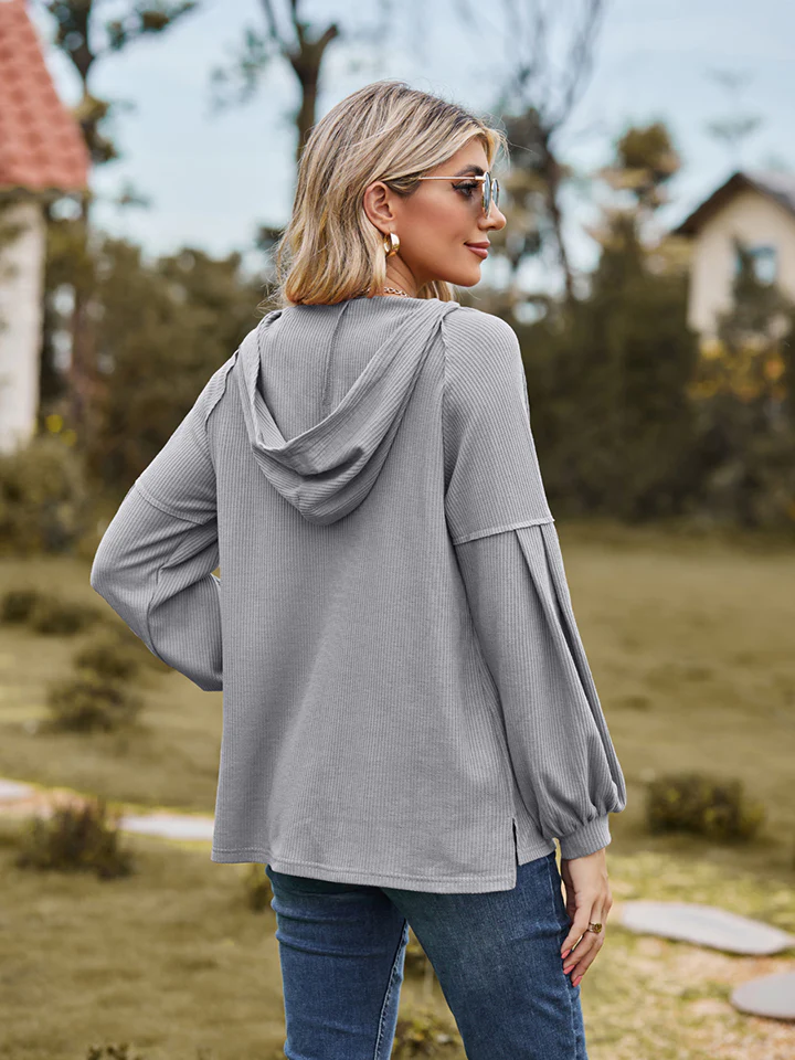 Dropped Shoulder Button-Down Hoodie - Image 12