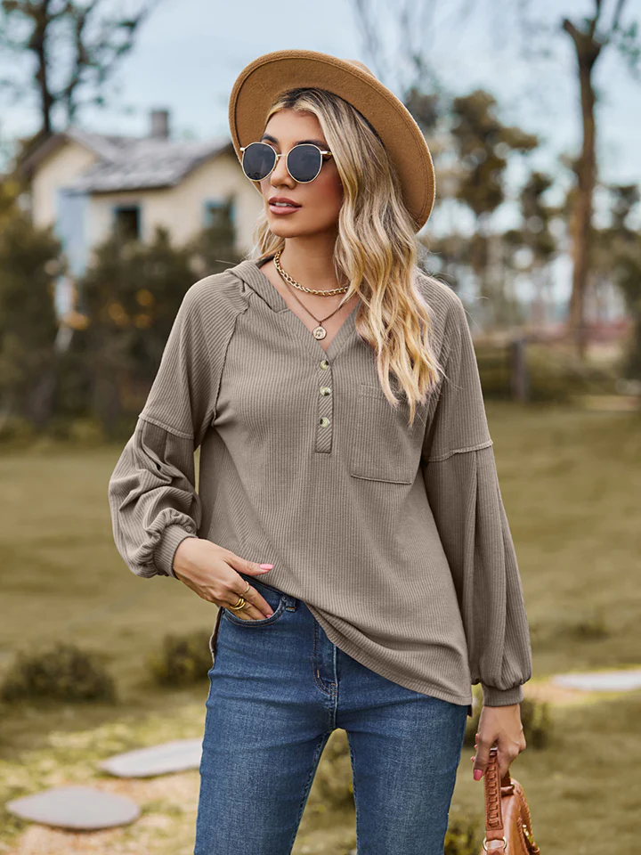 Dropped Shoulder Button-Down Hoodie - Image 13
