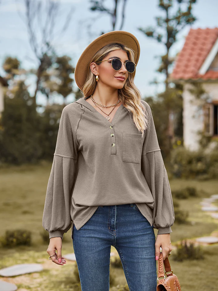 Dropped Shoulder Button-Down Hoodie - Image 14