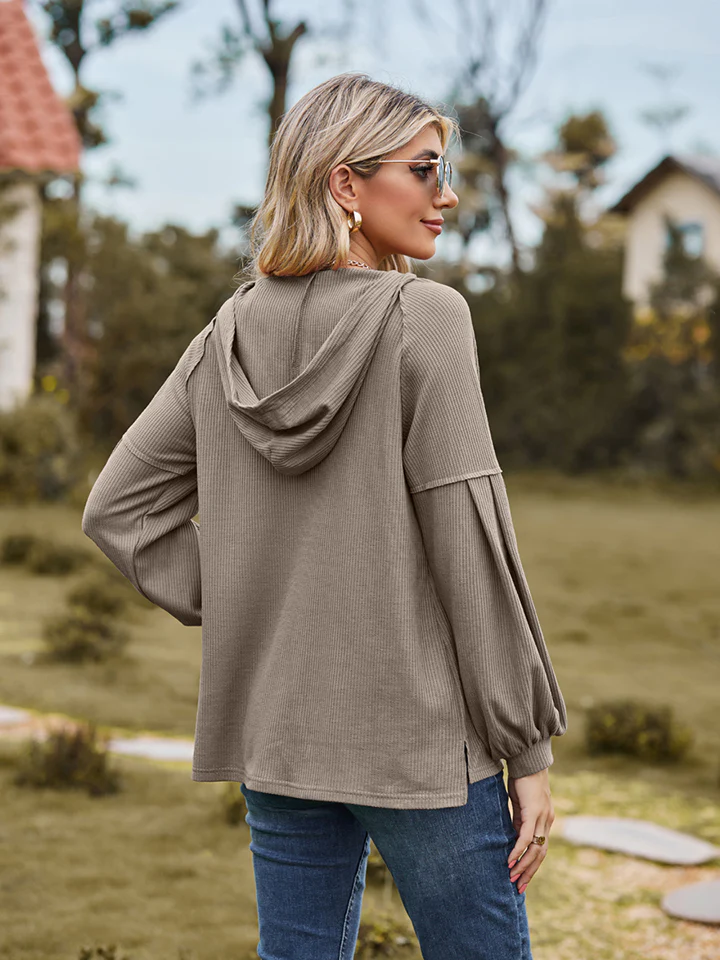 Dropped Shoulder Button-Down Hoodie - Image 15