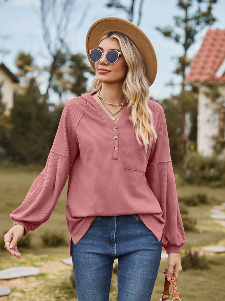 Dropped Shoulder Button-Down Hoodie - Image 16