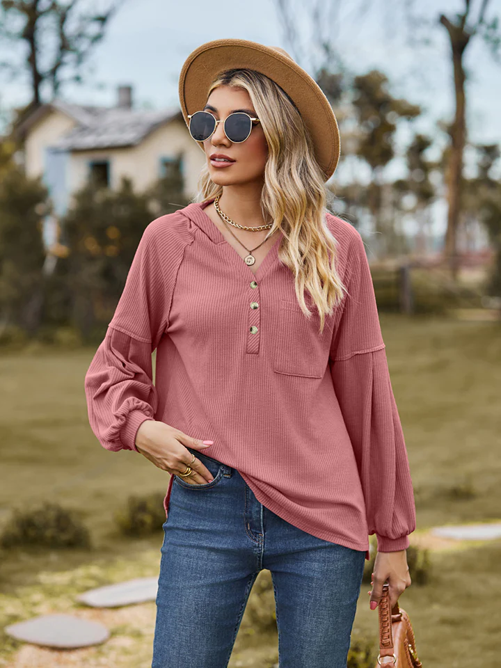 Dropped Shoulder Button-Down Hoodie - Image 17