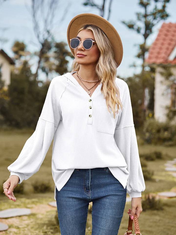 Dropped Shoulder Button-Down Hoodie - Image 4
