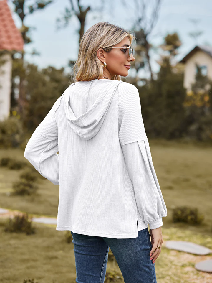 Dropped Shoulder Button-Down Hoodie - Image 6