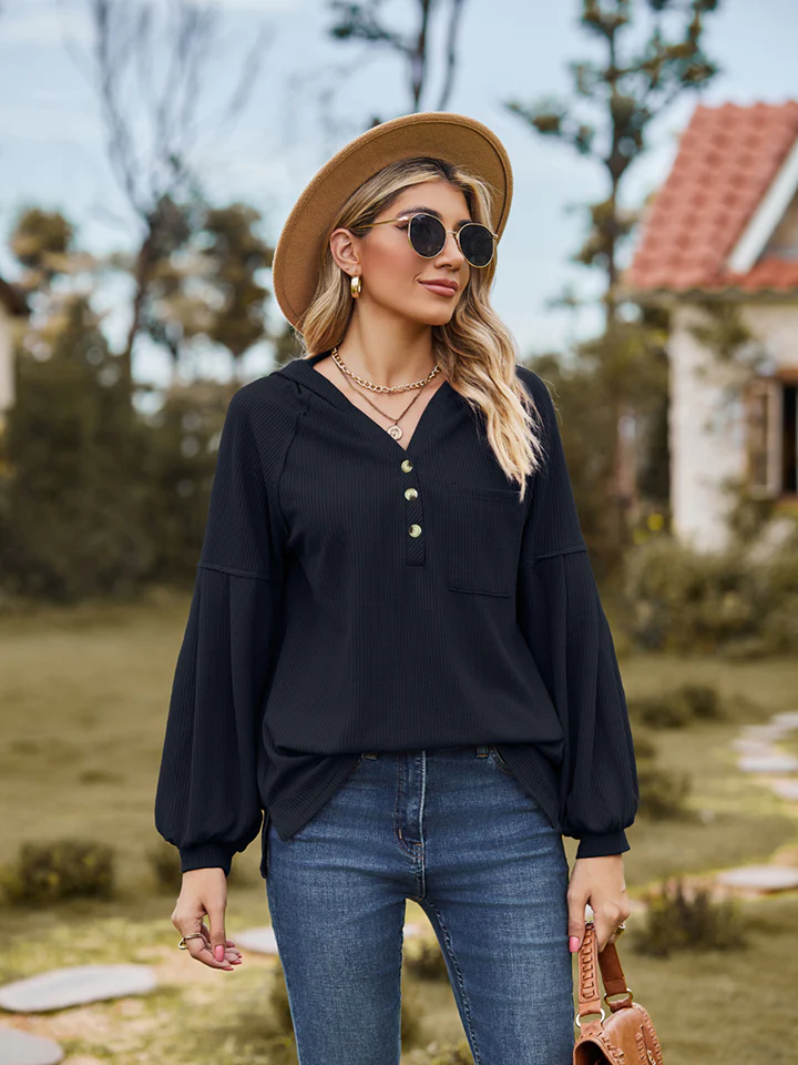 Dropped Shoulder Button-Down Hoodie - Image 7