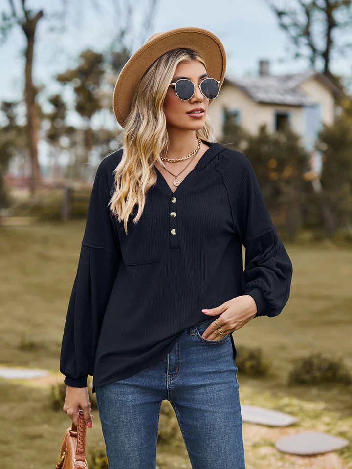 Dropped Shoulder Button-Down Hoodie - Image 9