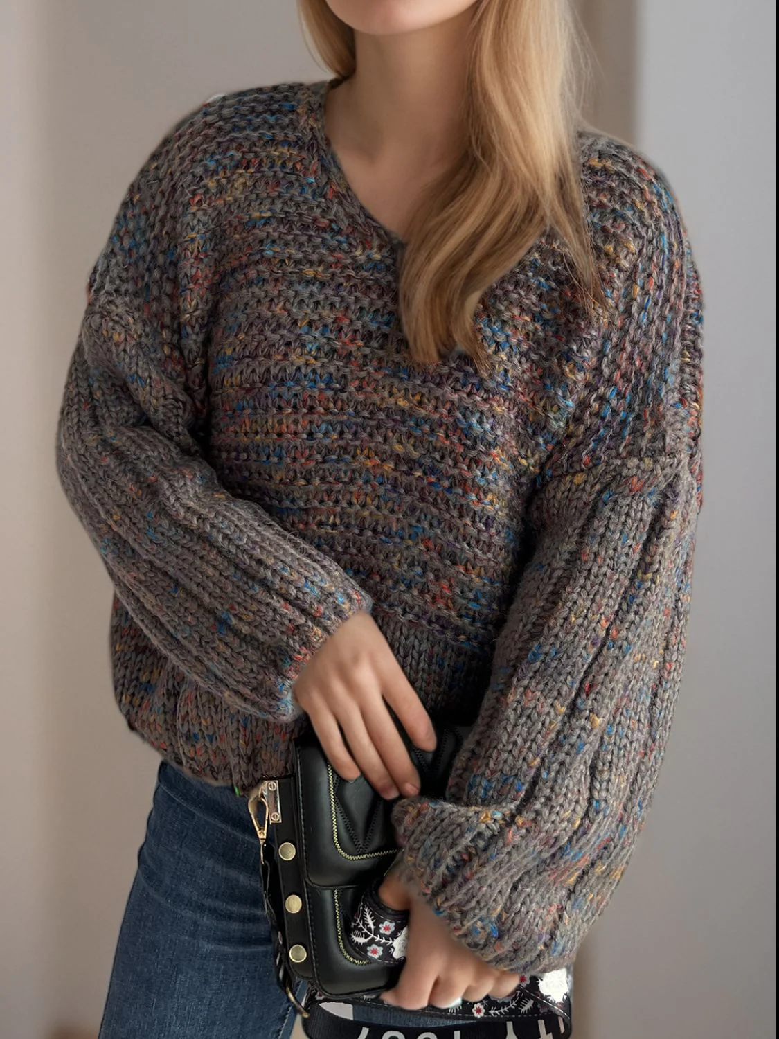 Dropped Shoulder Long Sleeve Sweater - Image 10