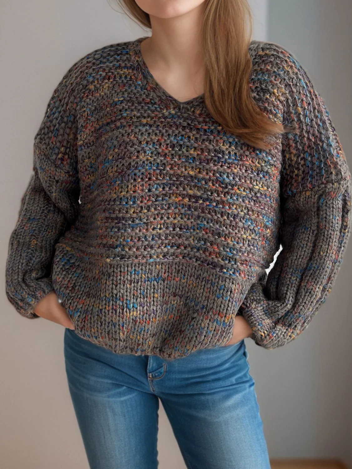 Dropped Shoulder Long Sleeve Sweater - Image 11