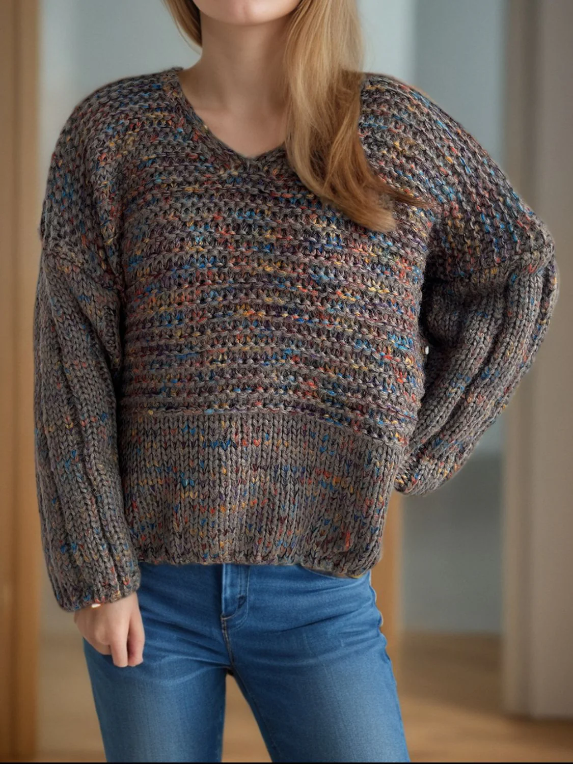 Dropped Shoulder Long Sleeve Sweater - Image 12