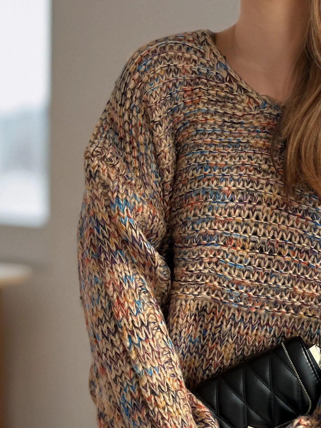 Dropped Shoulder Long Sleeve Sweater - Image 14