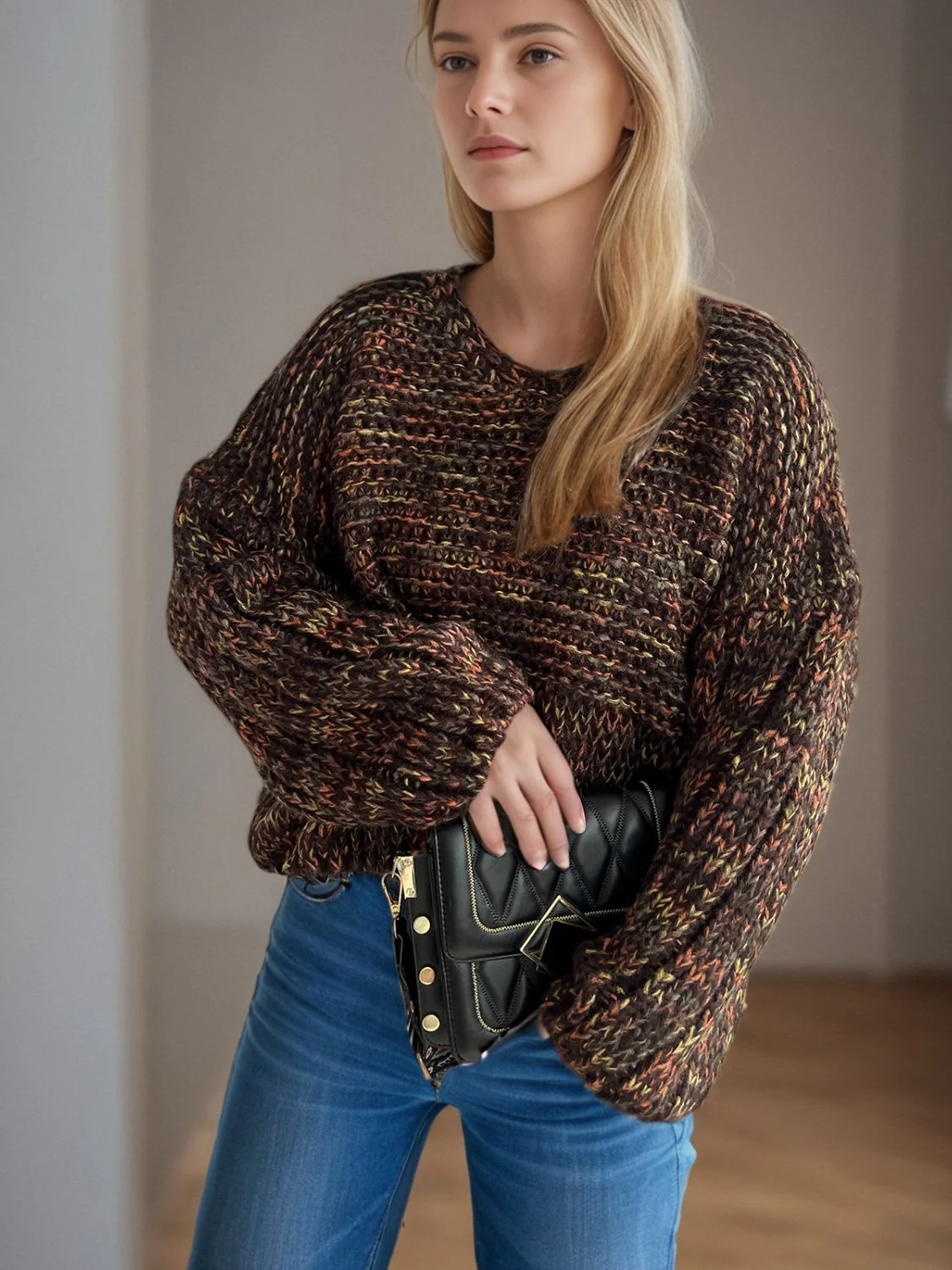 Dropped Shoulder Long Sleeve Sweater - Image 17