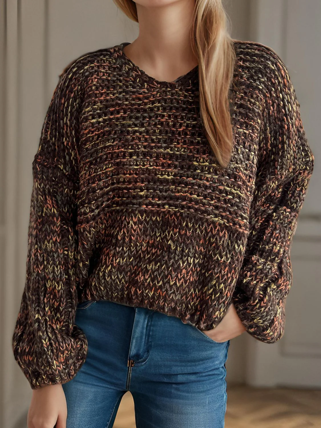Dropped Shoulder Long Sleeve Sweater - Image 18