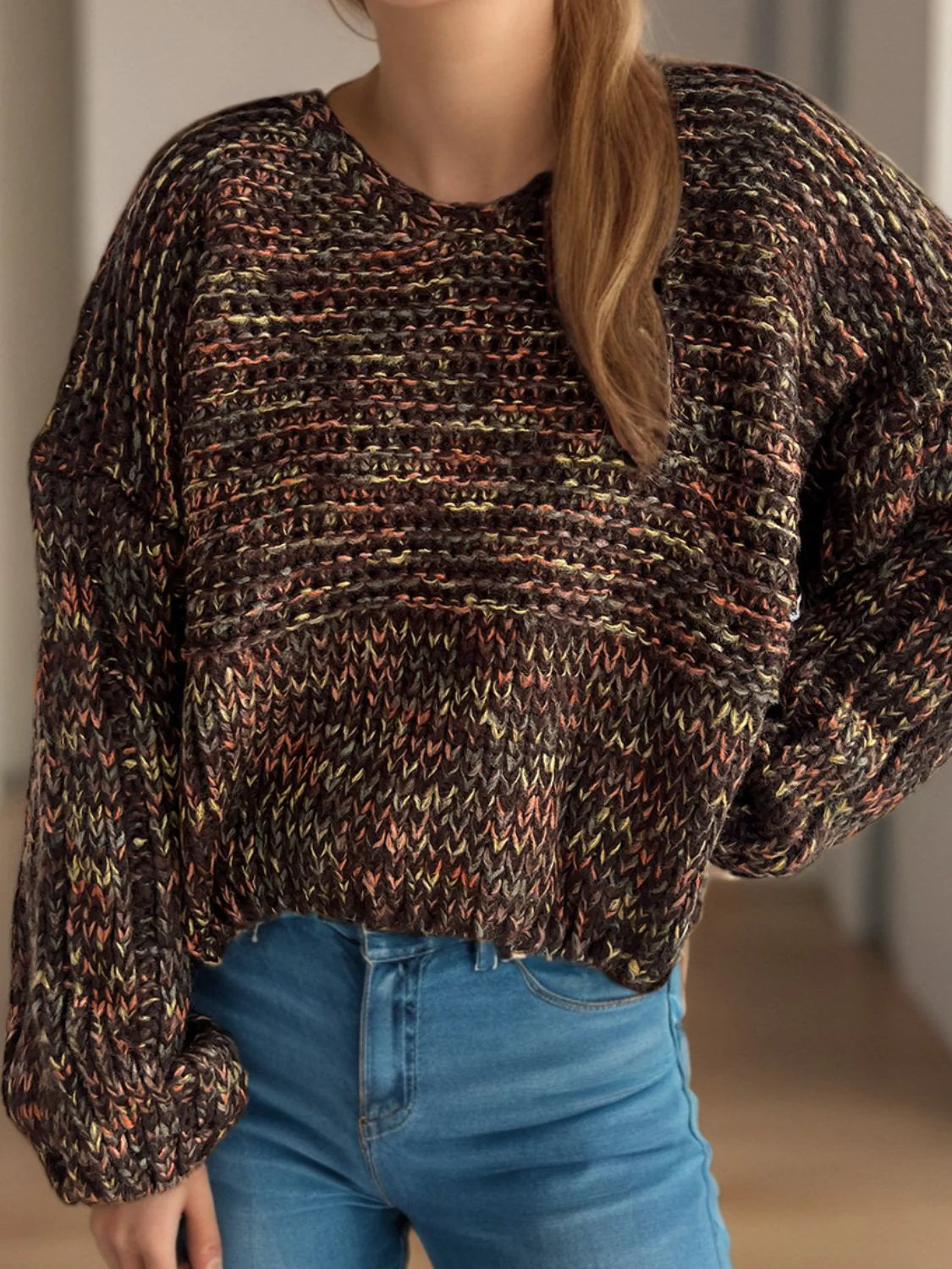 Dropped Shoulder Long Sleeve Sweater - Image 19