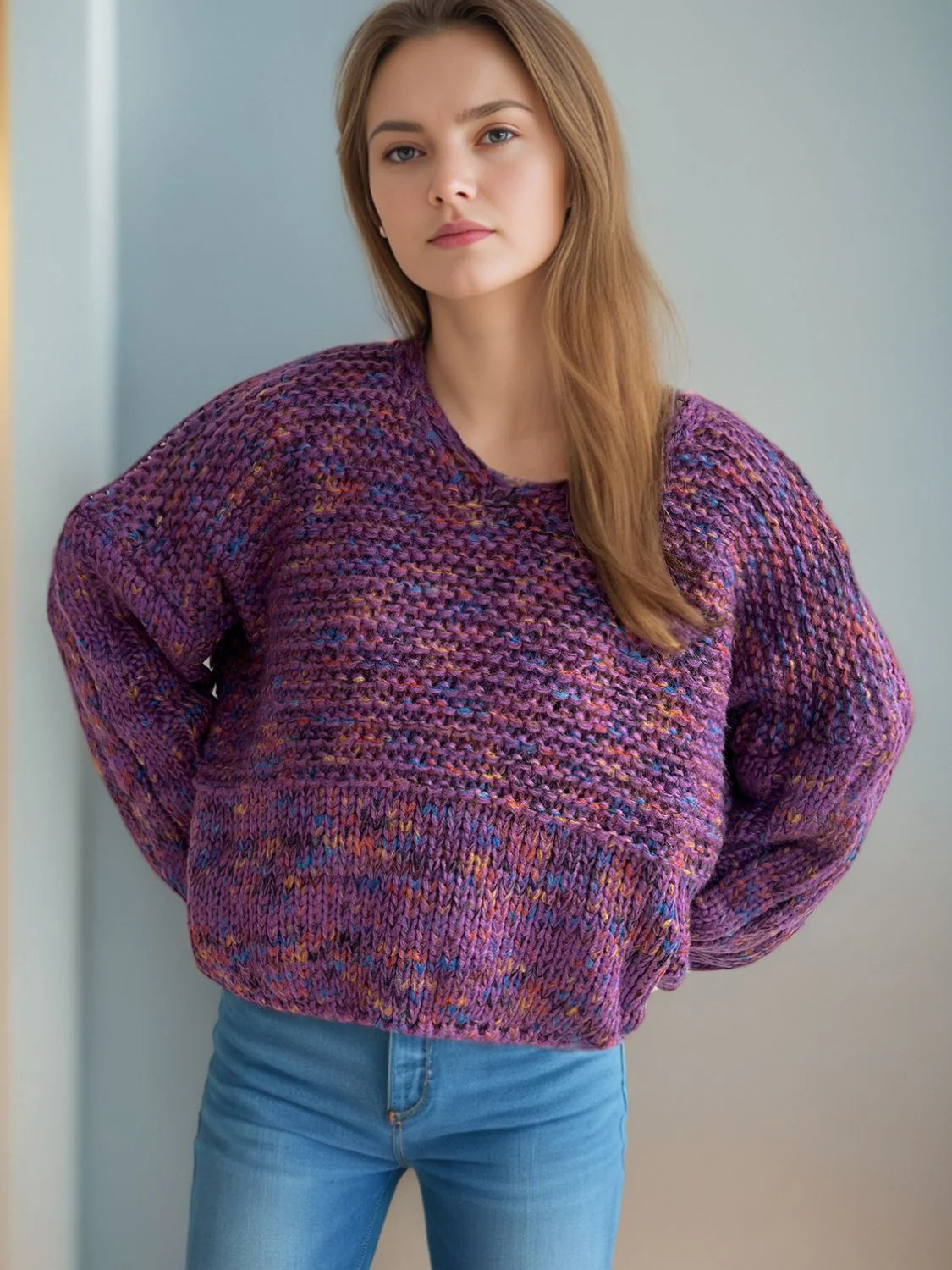 Dropped Shoulder Long Sleeve Sweater - Image 5