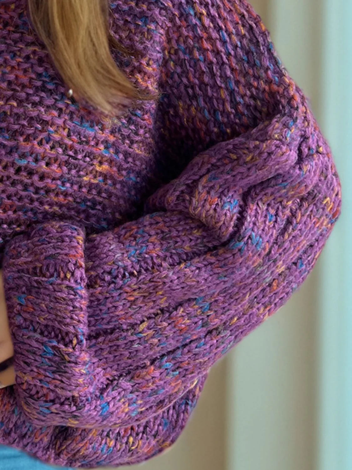 Dropped Shoulder Long Sleeve Sweater - Image 7