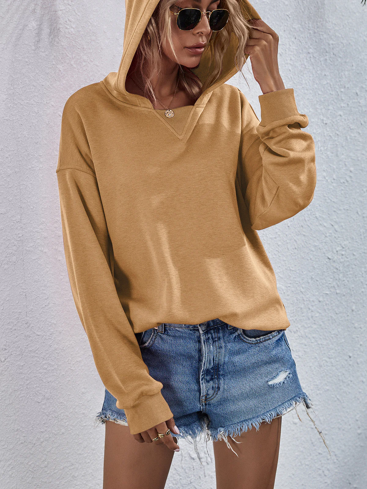Dropped Shoulder Slit Hoodie - Image 11