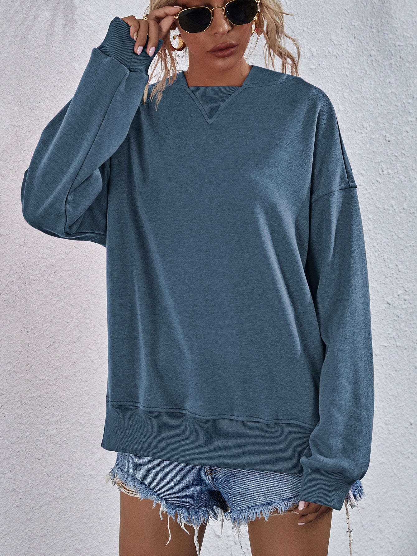 Dropped Shoulder Slit Hoodie - Image 22