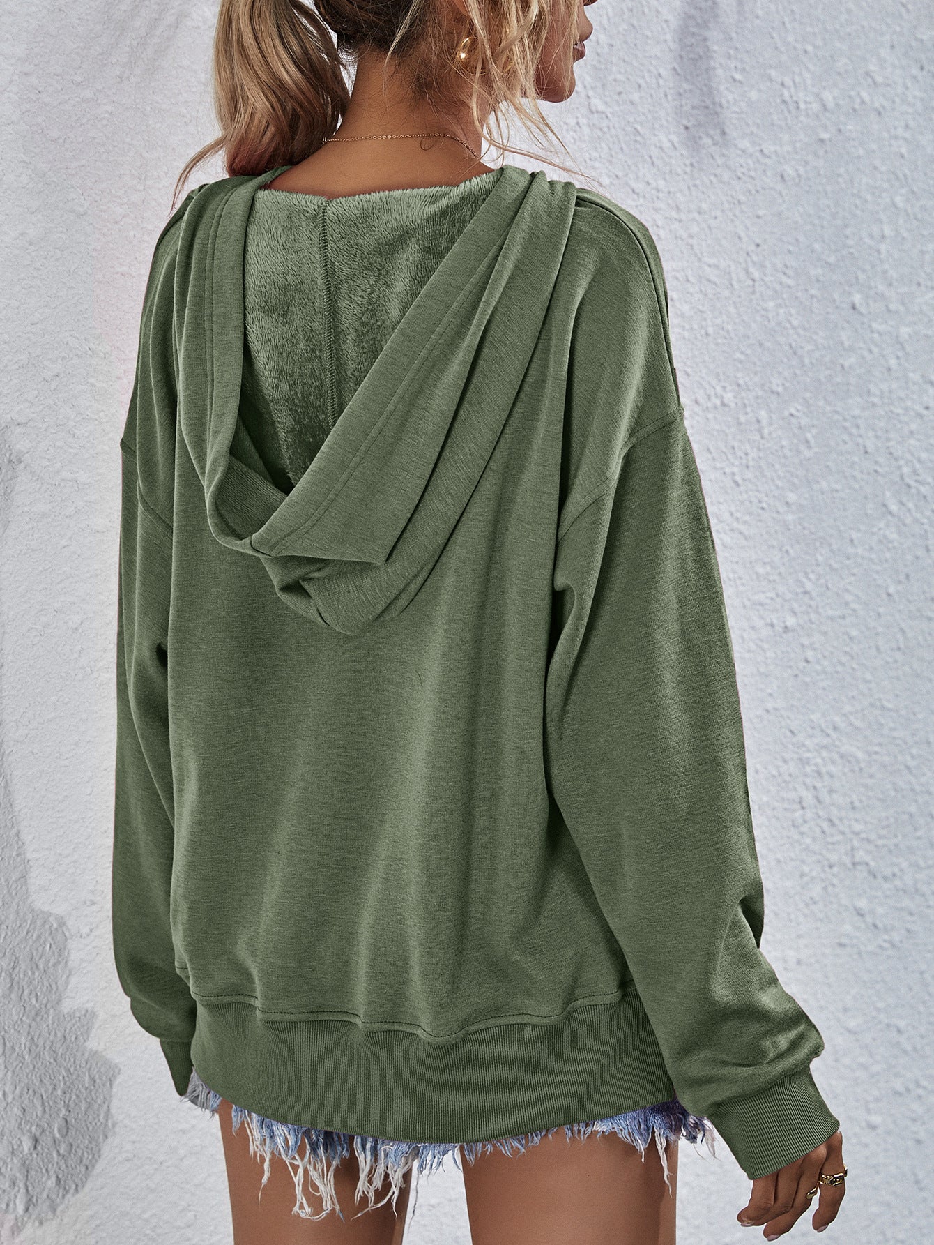 Dropped Shoulder Slit Hoodie - Image 27