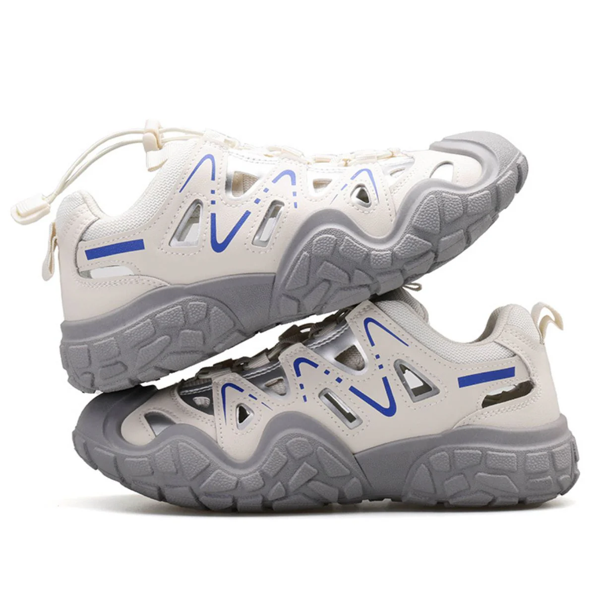 Elastic Lock Laces Round Toe Platform Contrast Athletic Sneakers