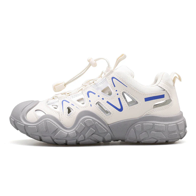 Elastic Lock Laces Round Toe Platform Contrast Athletic Sneakers - Image 2