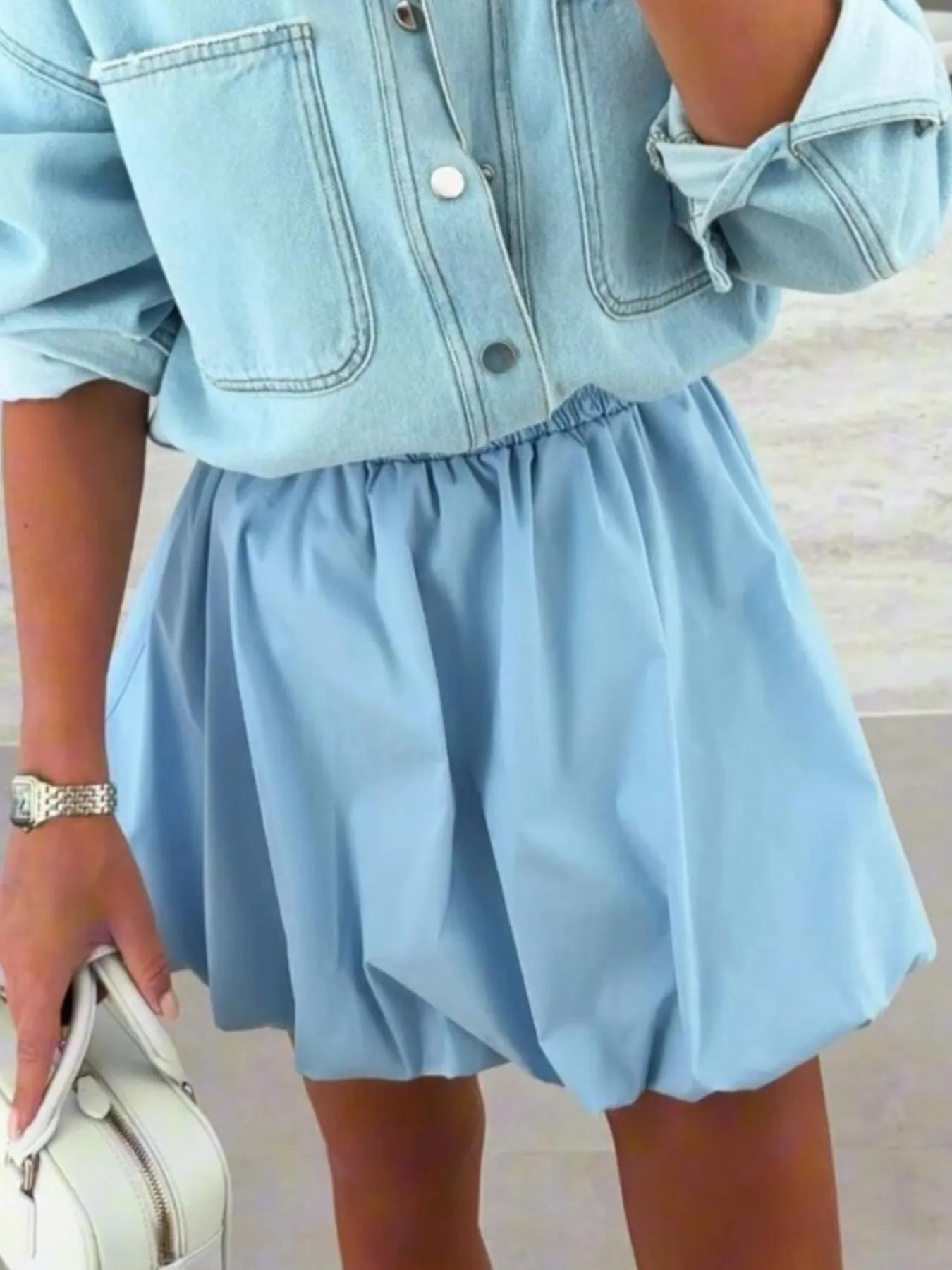 Elastic Waist Bubble Skirt - Image 6
