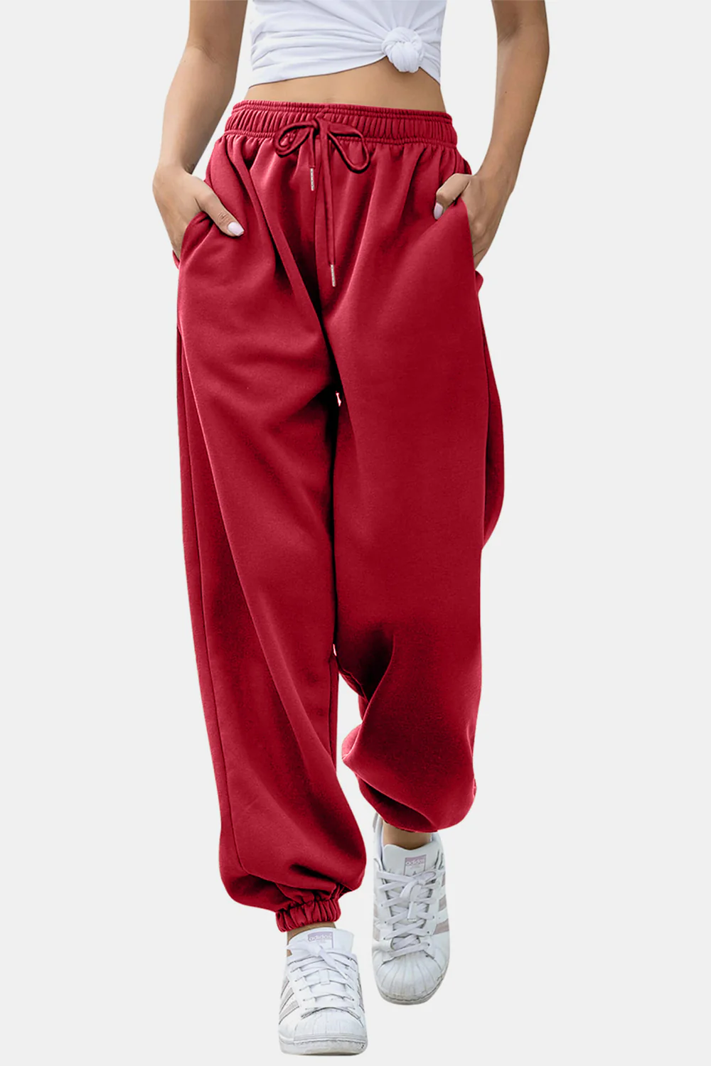 Elastic Waist Joggers with Pockets - Image 14
