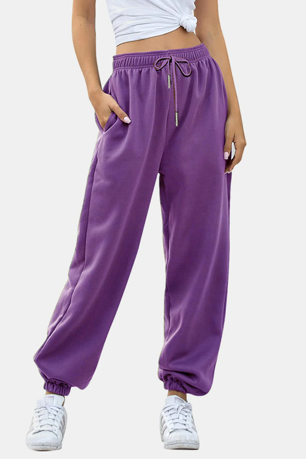 Elastic Waist Joggers with Pockets - Image 16