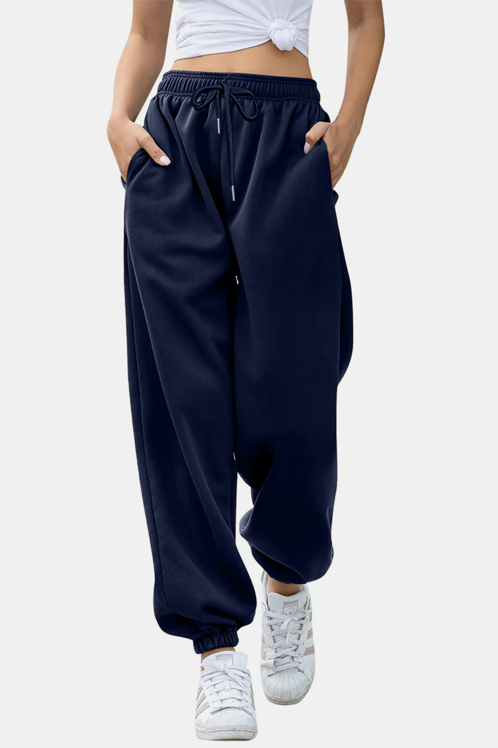 Elastic Waist Joggers with Pockets - Image 24
