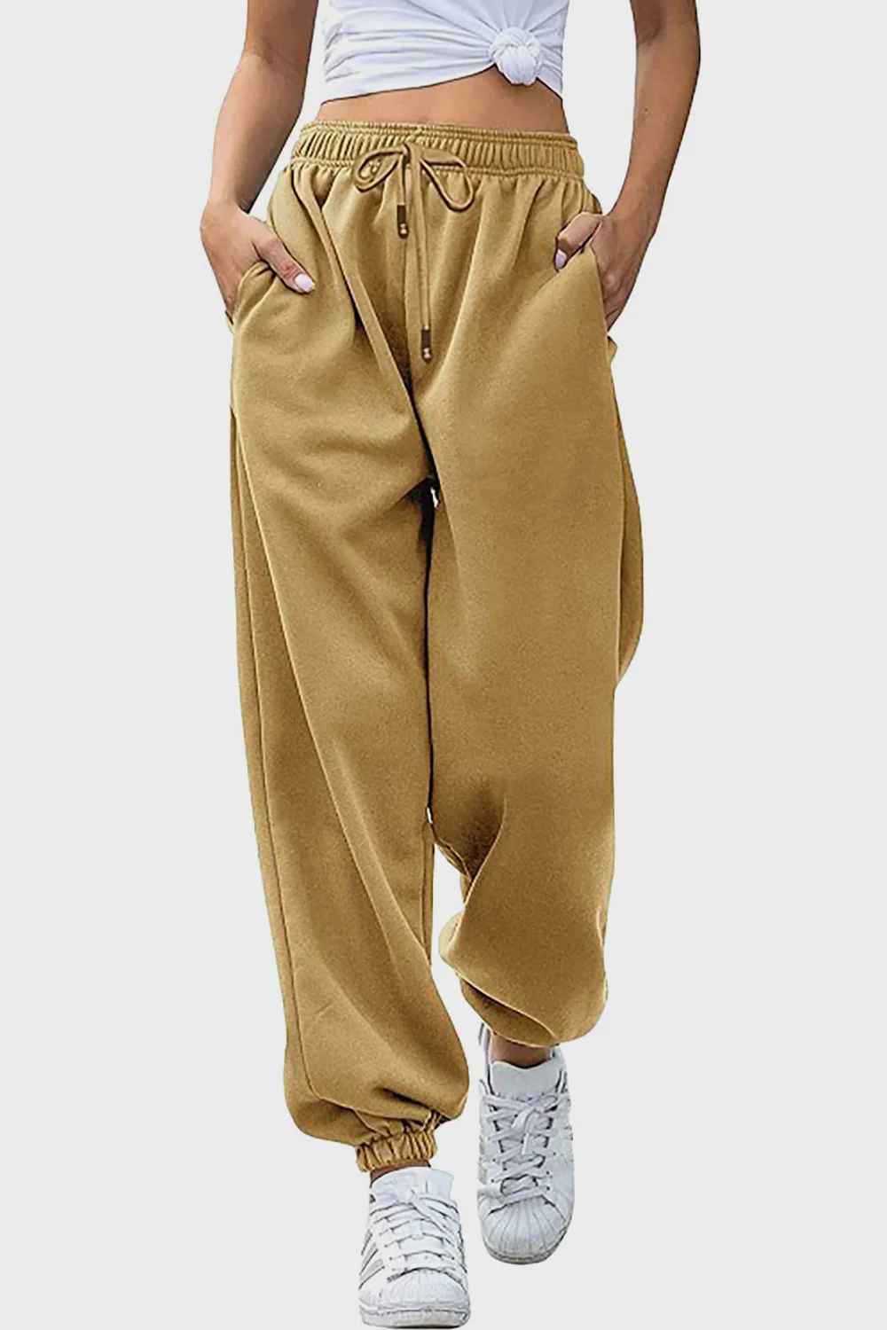 Elastic Waist Joggers with Pockets - Image 5