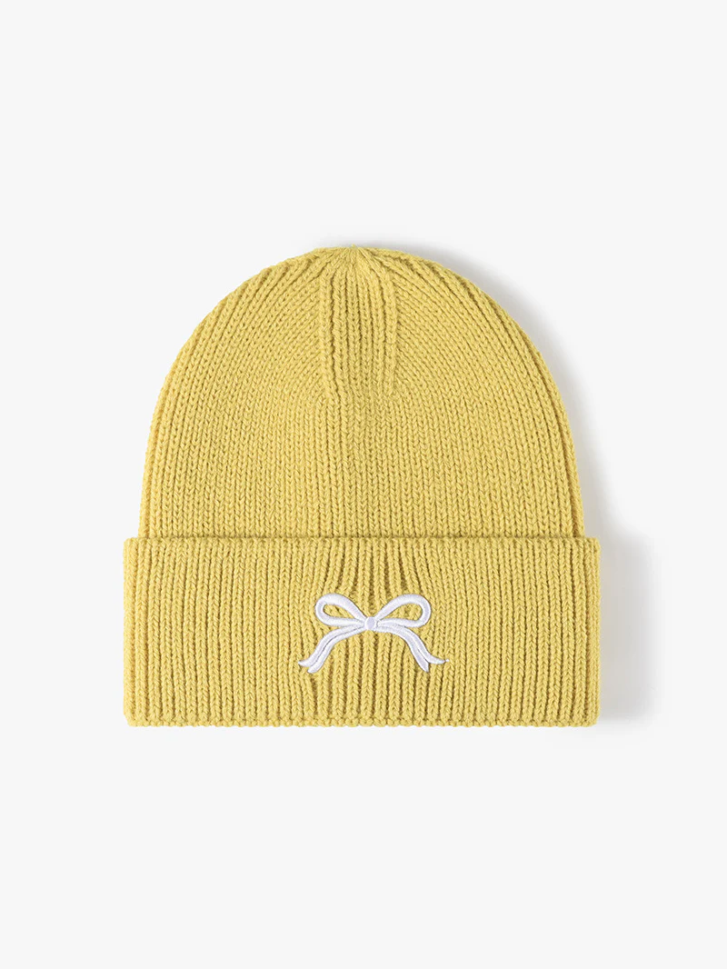 Embroidered Bow Knit Hat - Image 10
