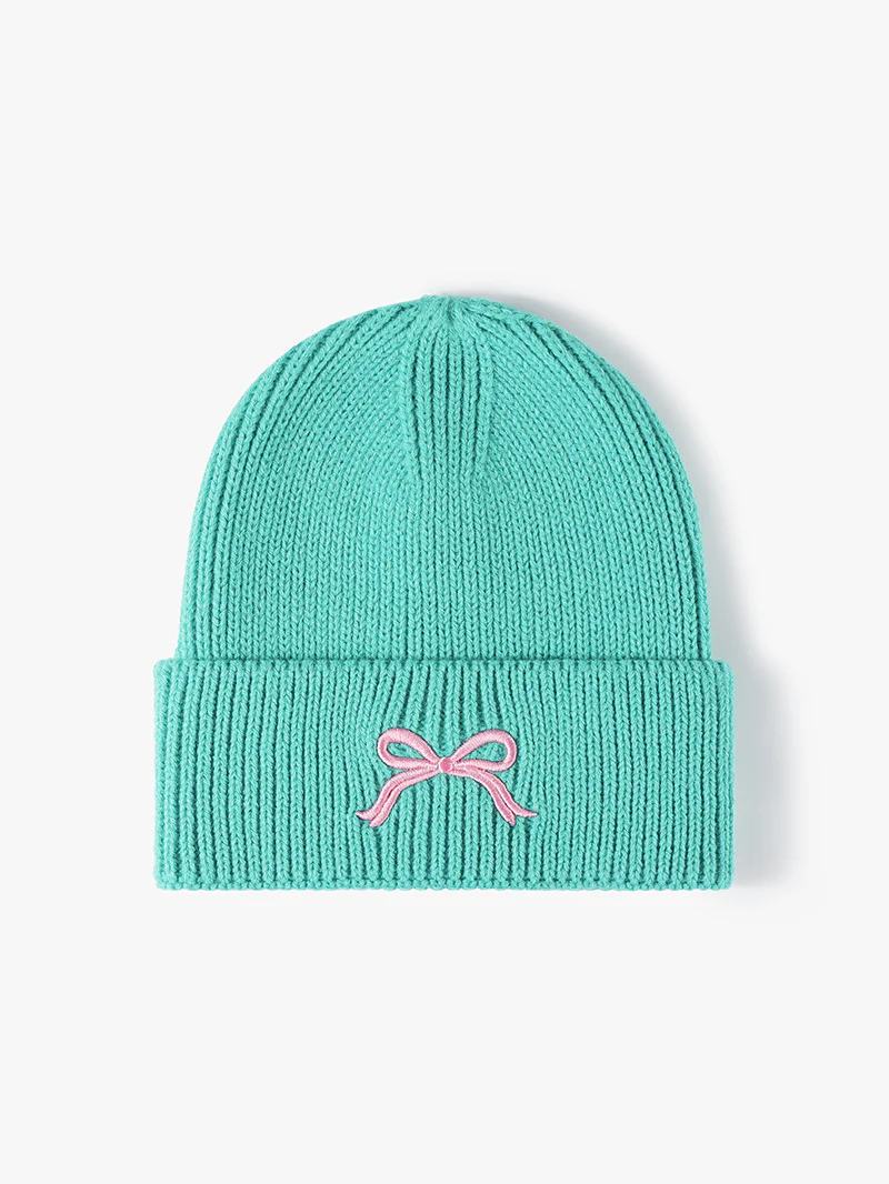 Embroidered Bow Knit Hat - Image 2