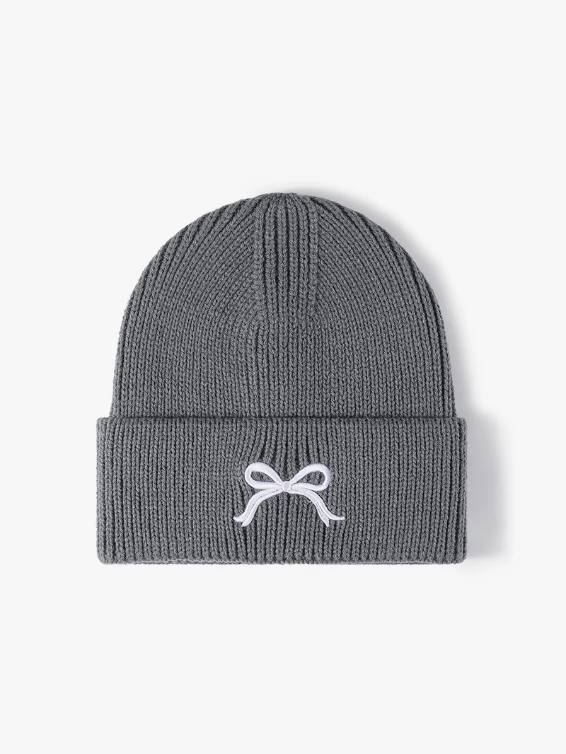 Embroidered Bow Knit Hat - Image 4