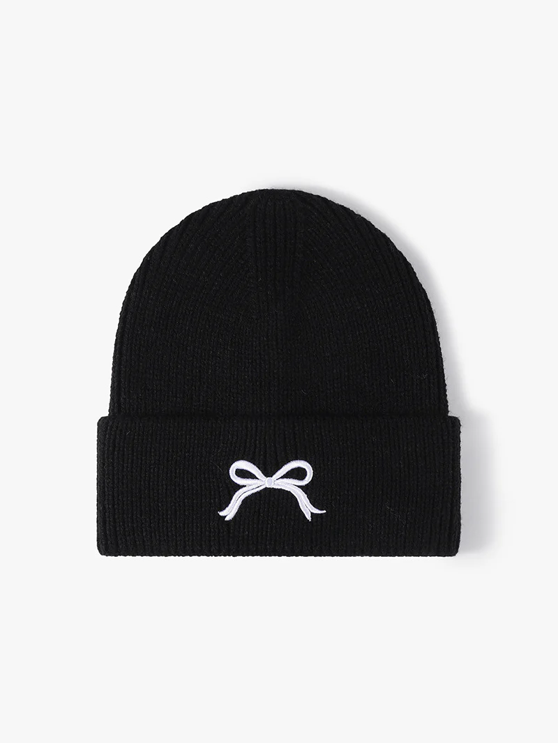 Embroidered Bow Knit Hat - Image 7