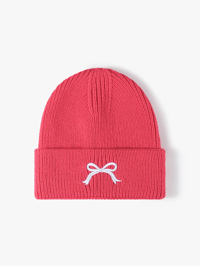 Embroidered Bow Knit Hat - Image 9