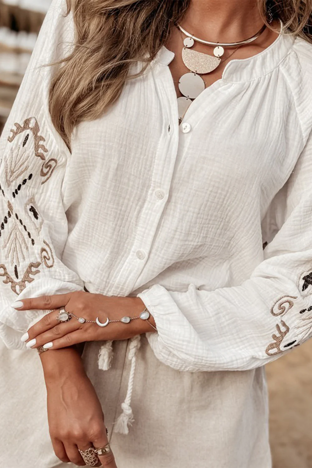 Embroidered Button Down Long Sleeve Shirt - Image 4