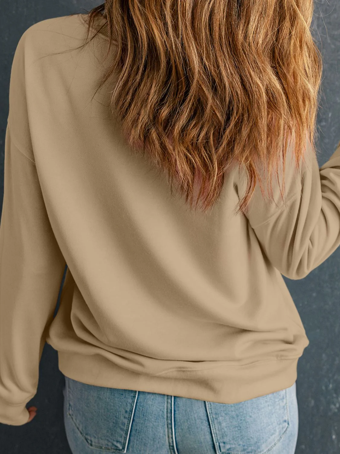 Embroidered Clover Pattern Round Neck Sweatshirt - Image 7