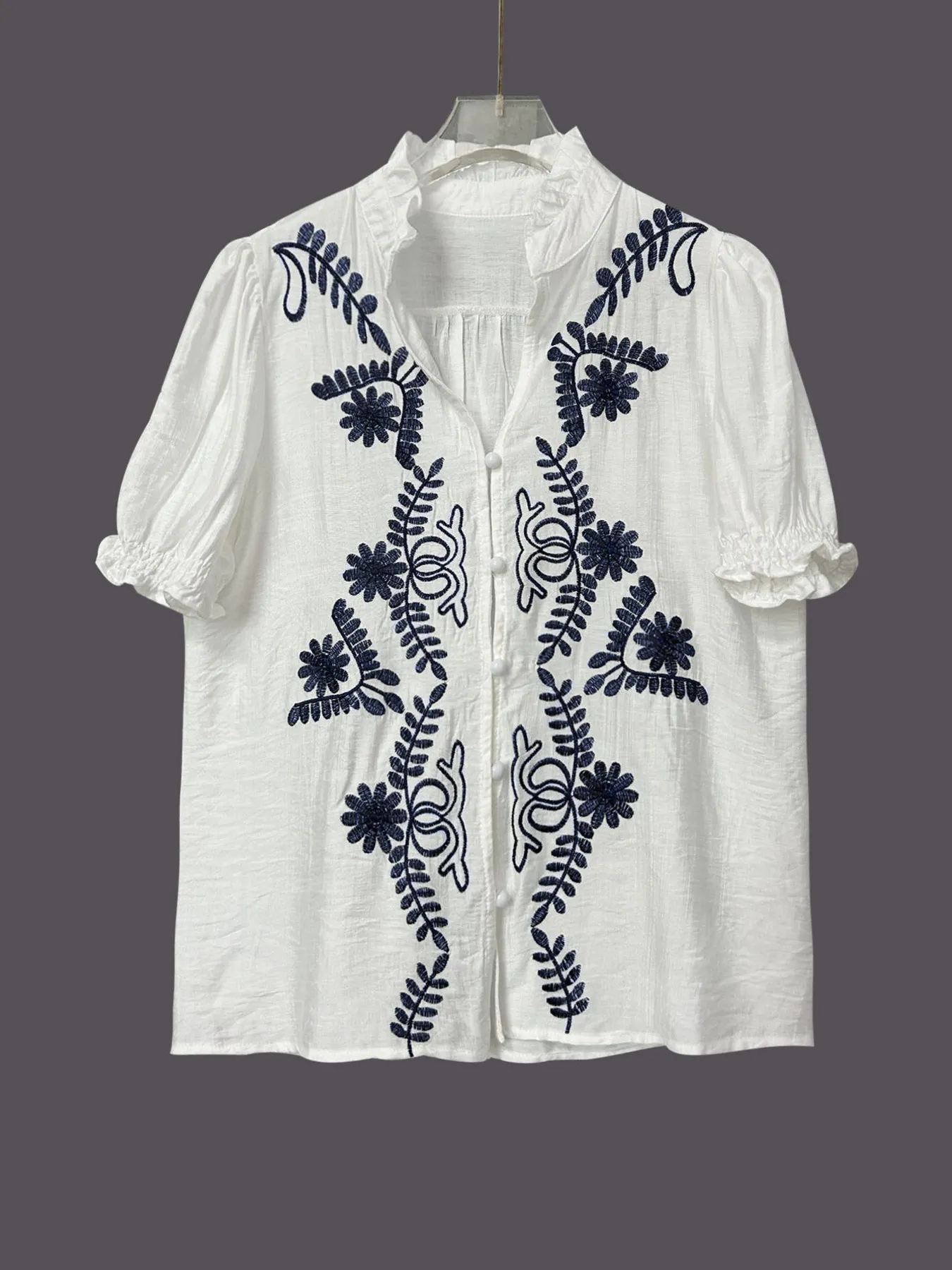 Embroidered Puff Sleeve Blouse - Image 5