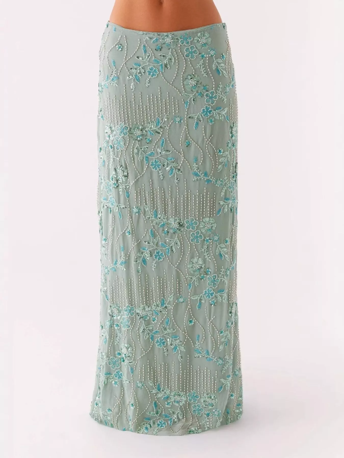Embroidered Sequin Maxi Skirt - Image 10