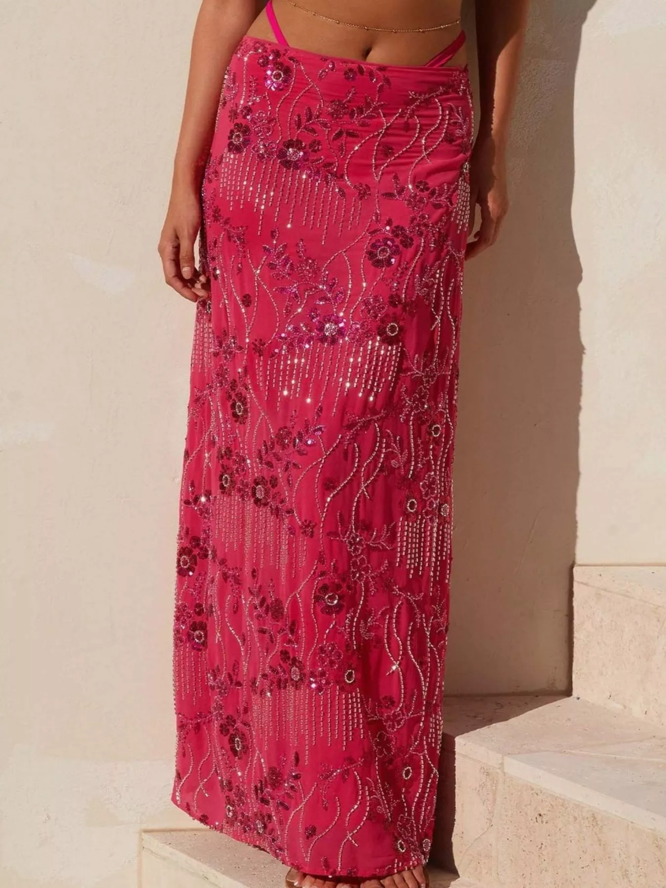 Embroidered Sequin Maxi Skirt - Image 2