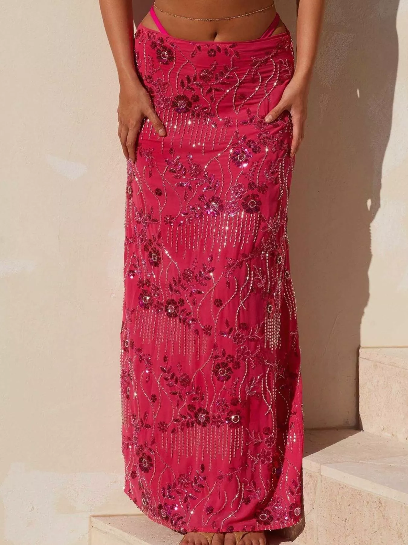 Embroidered Sequin Maxi Skirt - Image 3