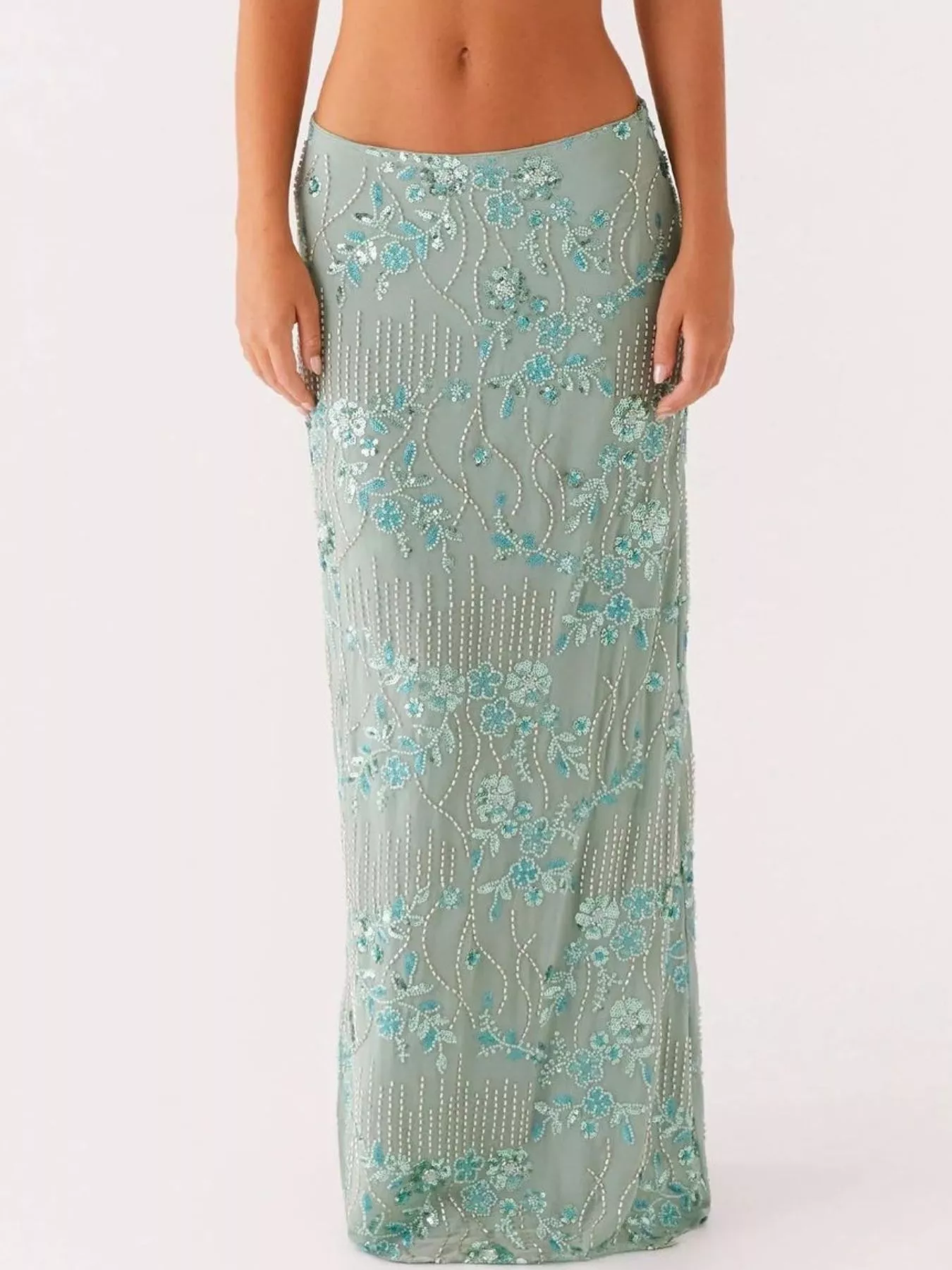 Embroidered Sequin Maxi Skirt - Image 7