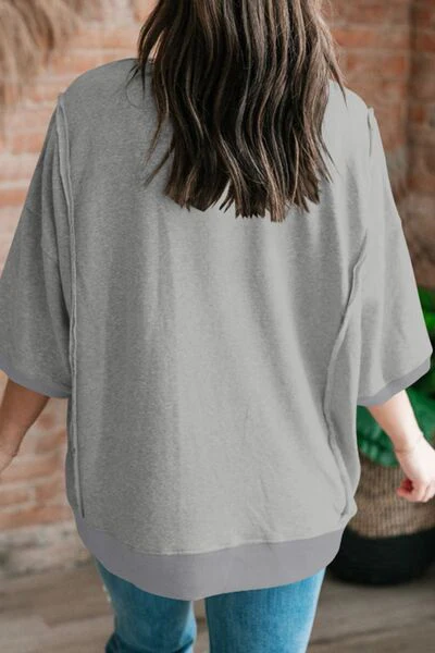 Exposed Seam Side Slit Round Neck Top - Image 11