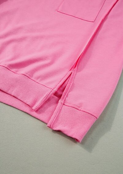 Exposed Seam Side Slit Round Neck Top - Image 8