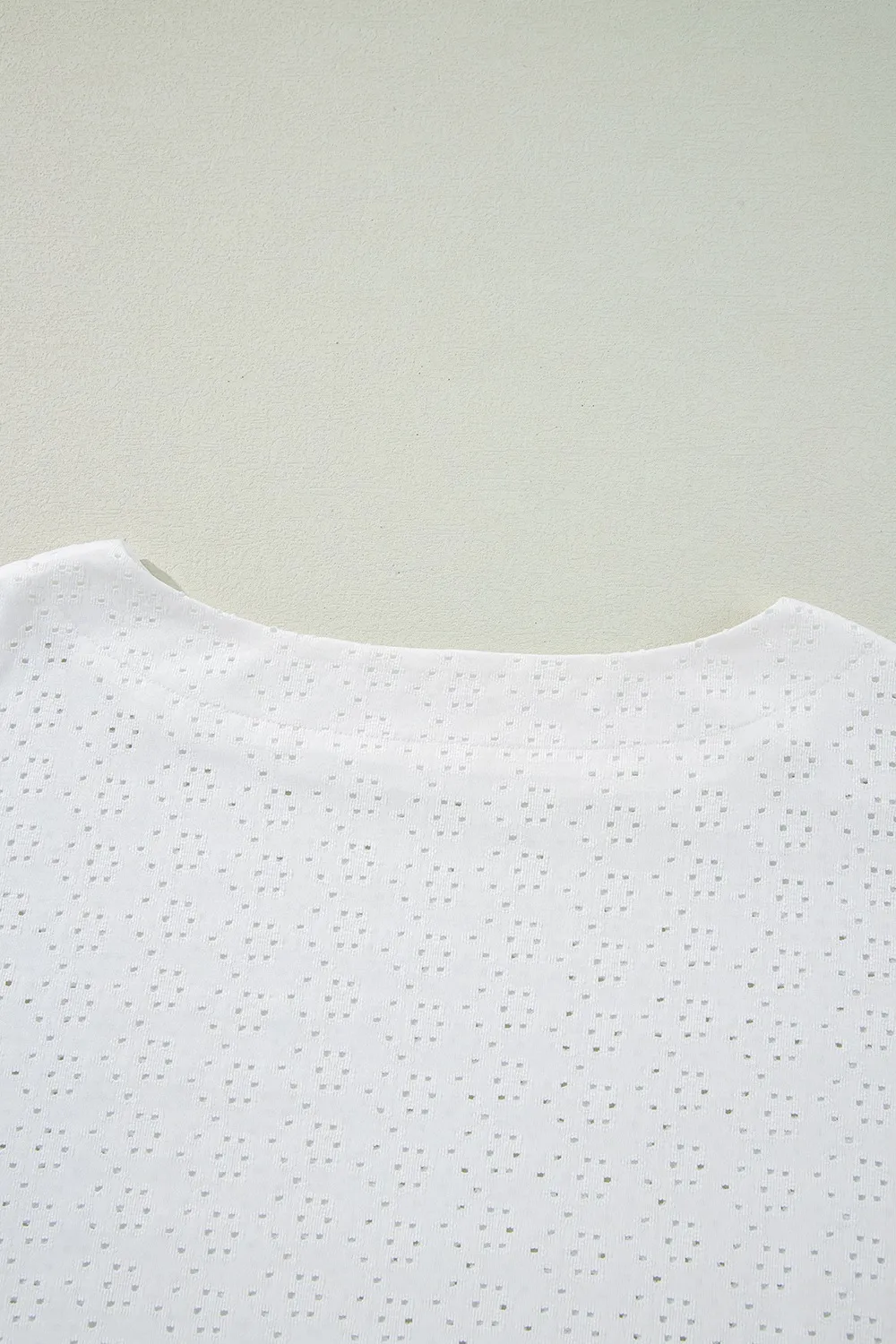 Eyelet Pattern Boat Neck Casual Tee - Image 8