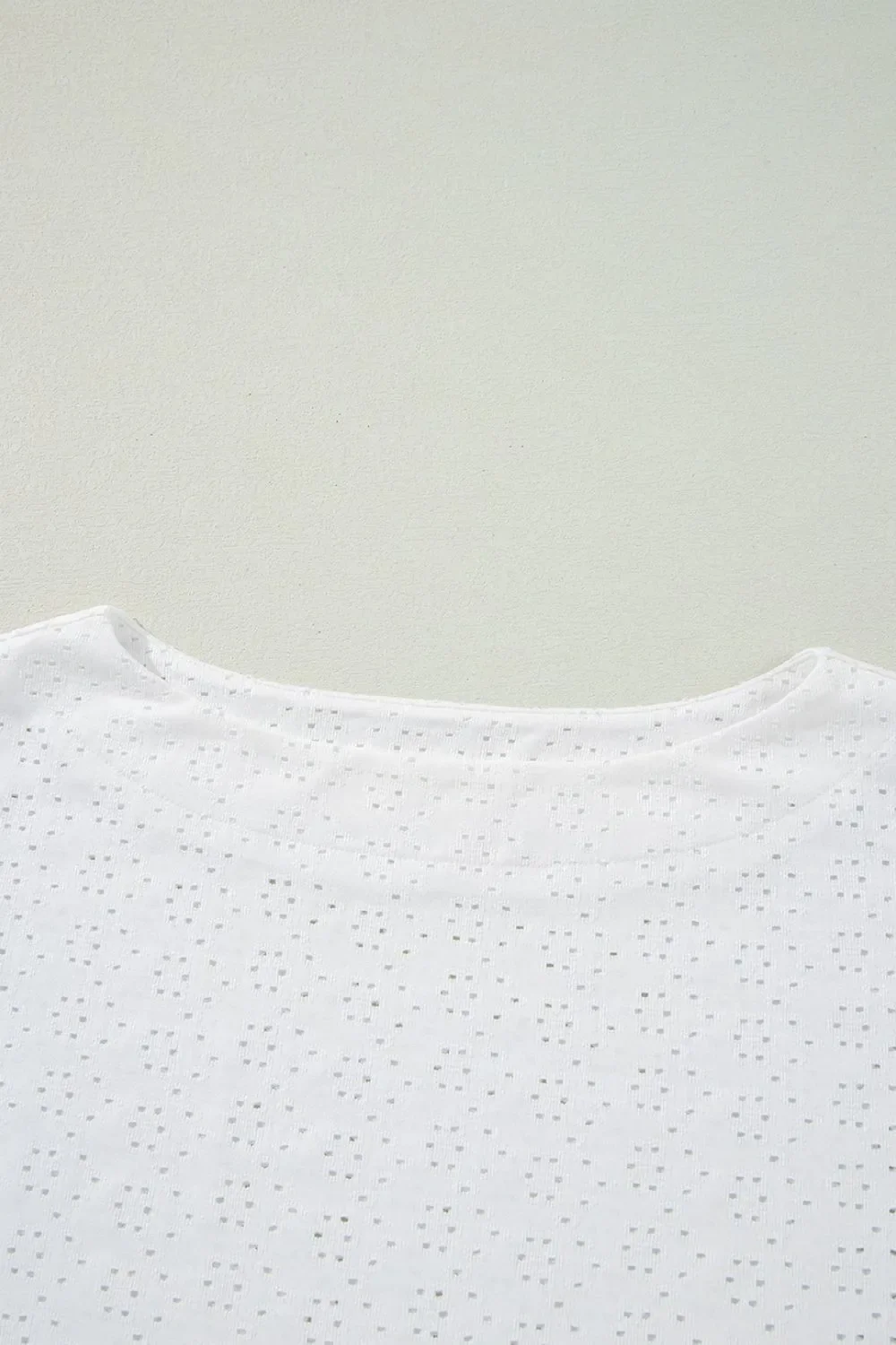 Eyelet Pattern Boat Neck Casual Tee - Image 9